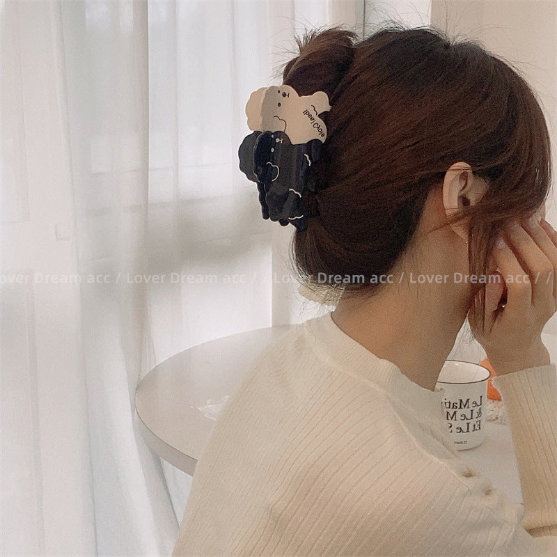 Wholesale Milk White Black Dog Acetate Hair Clips